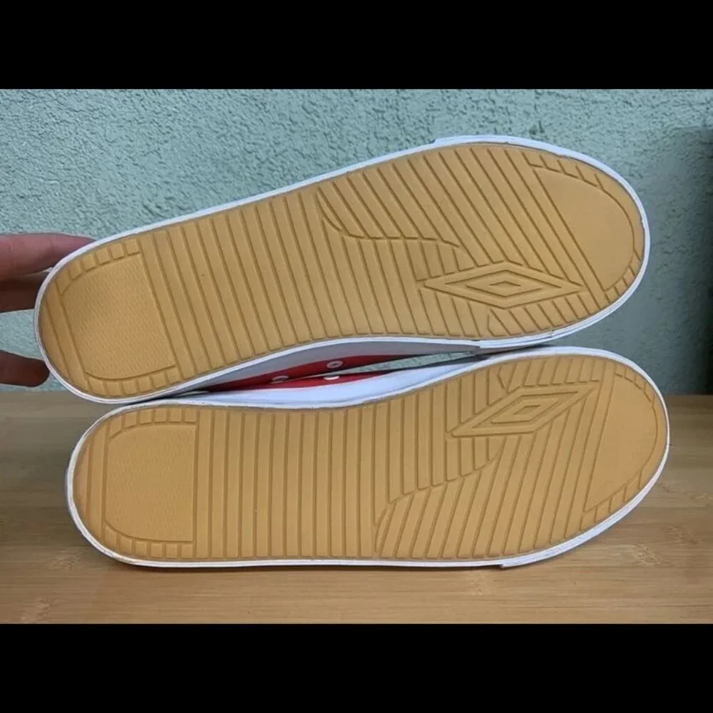 Size 12 - Umbro by Kim Jones Stripe Hi‎ Leather-A White Red Athletic Sneakers